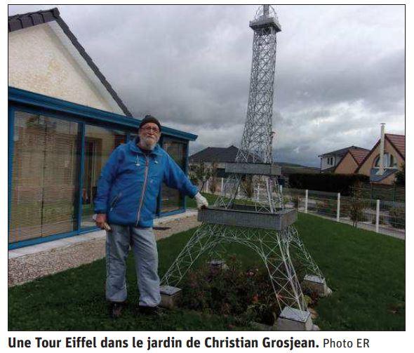 Revue de presse : L'ancien professeur construit une Tour Eiffel miniature -  Commune de Pusey